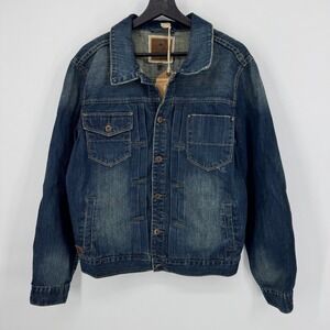 NEW Cody James Mens Medium Dark Wash Denim Jacket Button Front Trucker Style NWT